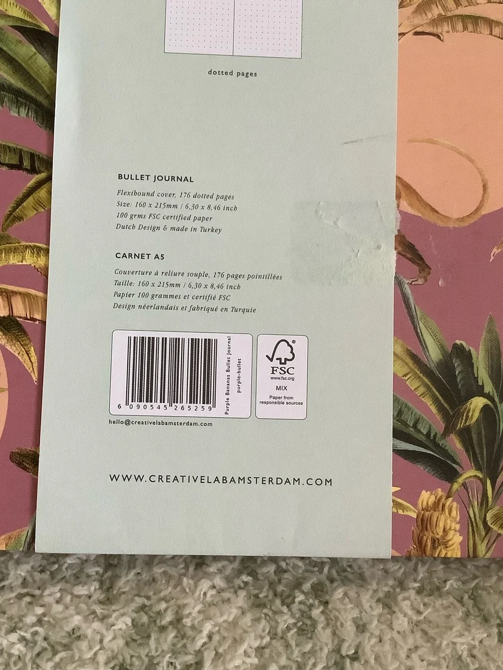 Tropical Monkeys Palm Trees Journal Notebook Bullet Journal NWT 176 dotted pages